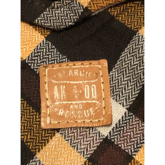 AKOO Shirt Mens Sz L Orange Black Buffalo Check Elbow Pads/PatchesUp Cargo - Picture 7 of 13